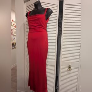 Shein Elegant Red Bowtie Open Back  Sleeveless Dress Size Large